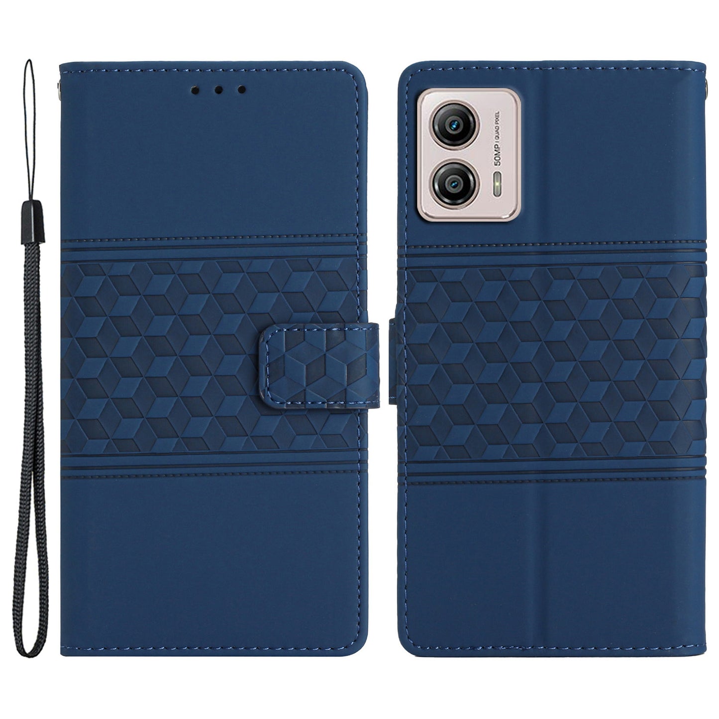 Protective Leather Phone Cover for Motorola Moto G13 4G , Imprinted Rhombus Stand Wallet Case