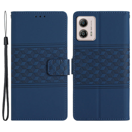 Protective Leather Phone Cover for Motorola Moto G13 4G , Imprinted Rhombus Stand Wallet Case