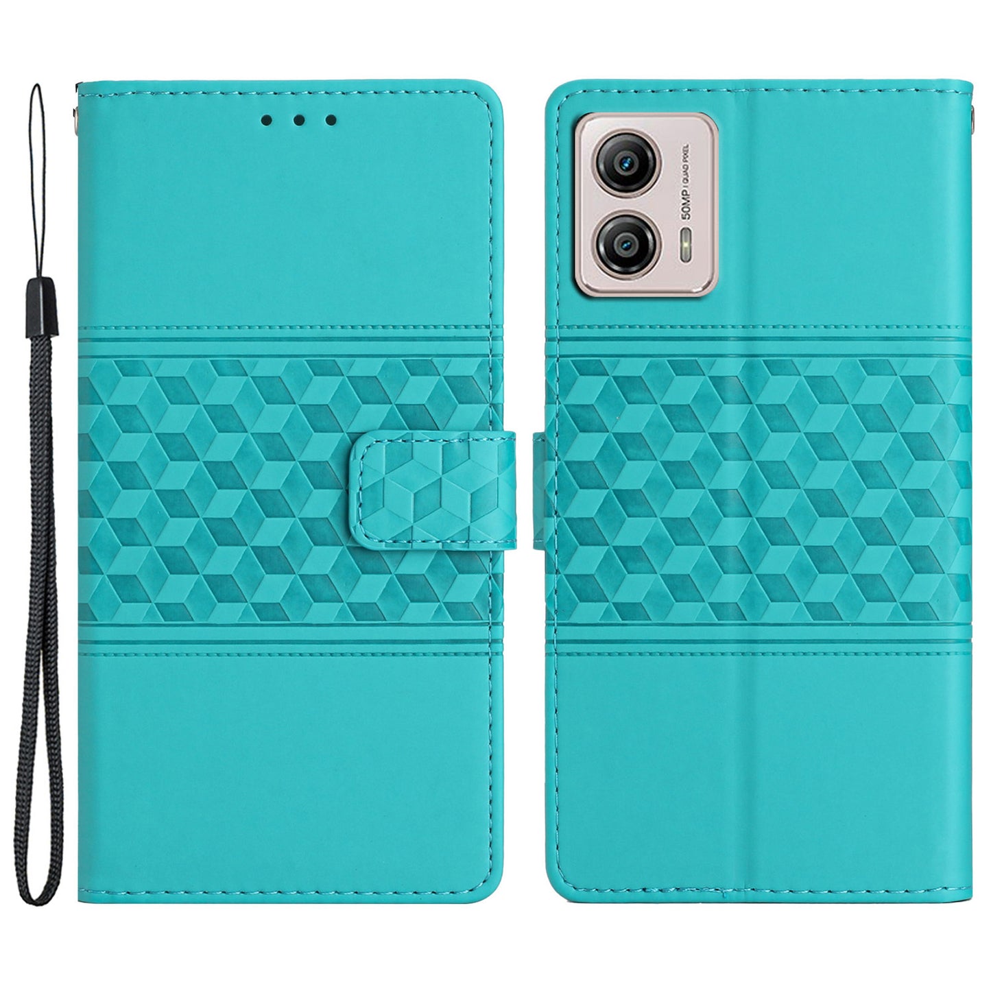Protective Leather Phone Cover for Motorola Moto G13 4G , Imprinted Rhombus Stand Wallet Case