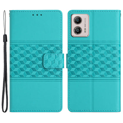 Protective Leather Phone Cover for Motorola Moto G13 4G , Imprinted Rhombus Stand Wallet Case