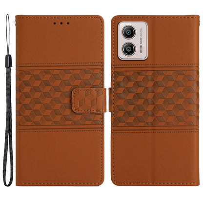 Protective Leather Phone Cover for Motorola Moto G13 4G , Imprinted Rhombus Stand Wallet Case