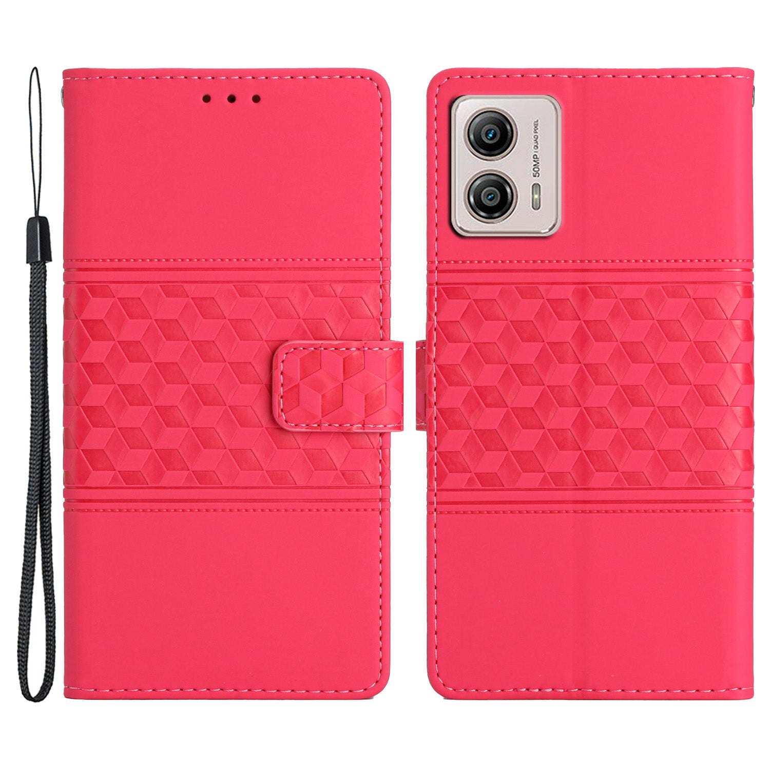 Protective Leather Phone Cover for Motorola Moto G13 4G , Imprinted Rhombus Stand Wallet Case