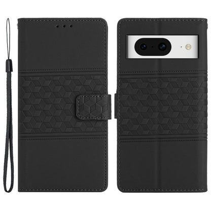 Imprinted Rhombus Phone Case for Google Pixel 8 , Stand Wallet Leather+TPU Cover