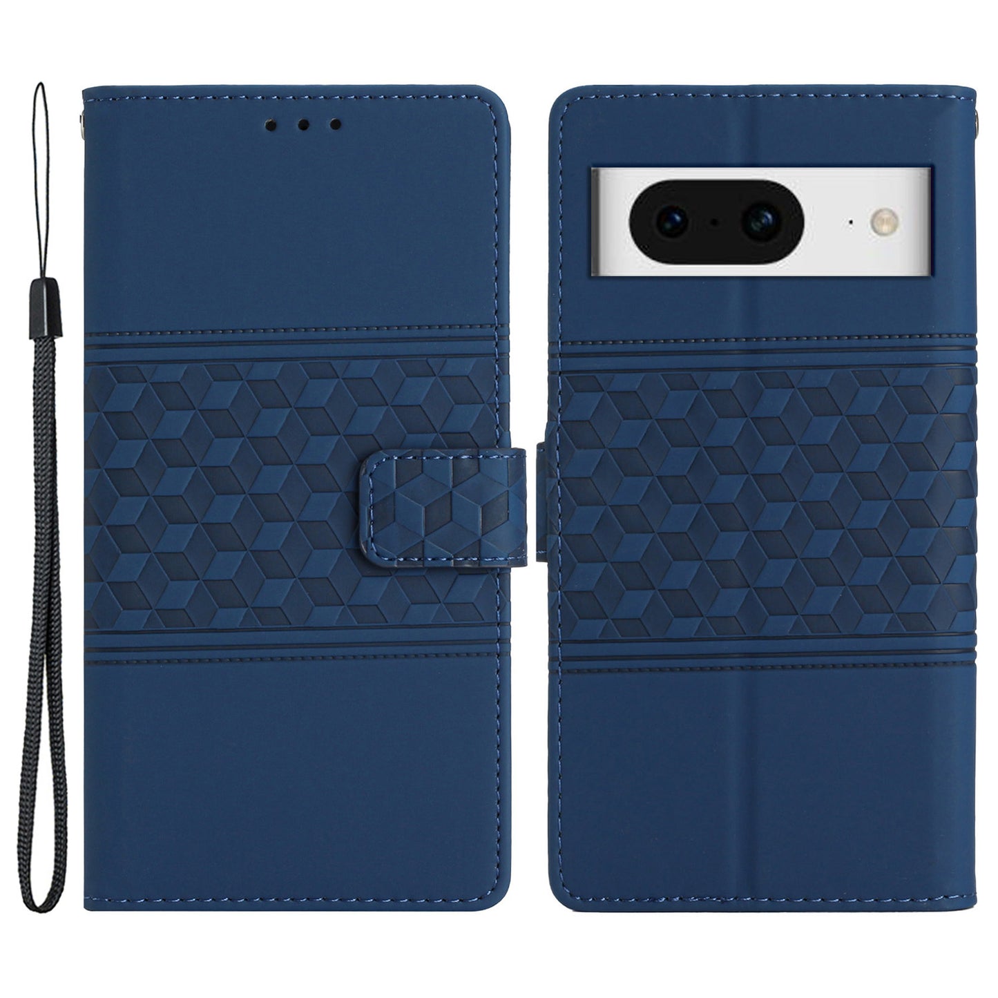 Imprinted Rhombus Phone Case for Google Pixel 8 , Stand Wallet Leather+TPU Cover