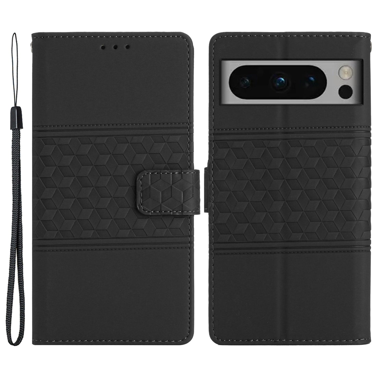 Phone Leather Case for Google Pixel 8 Pro , Stand Wallet Imprinted Rhombus Phone Cover