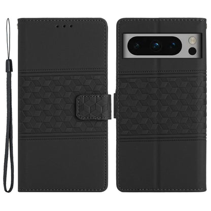 Phone Leather Case for Google Pixel 8 Pro , Stand Wallet Imprinted Rhombus Phone Cover
