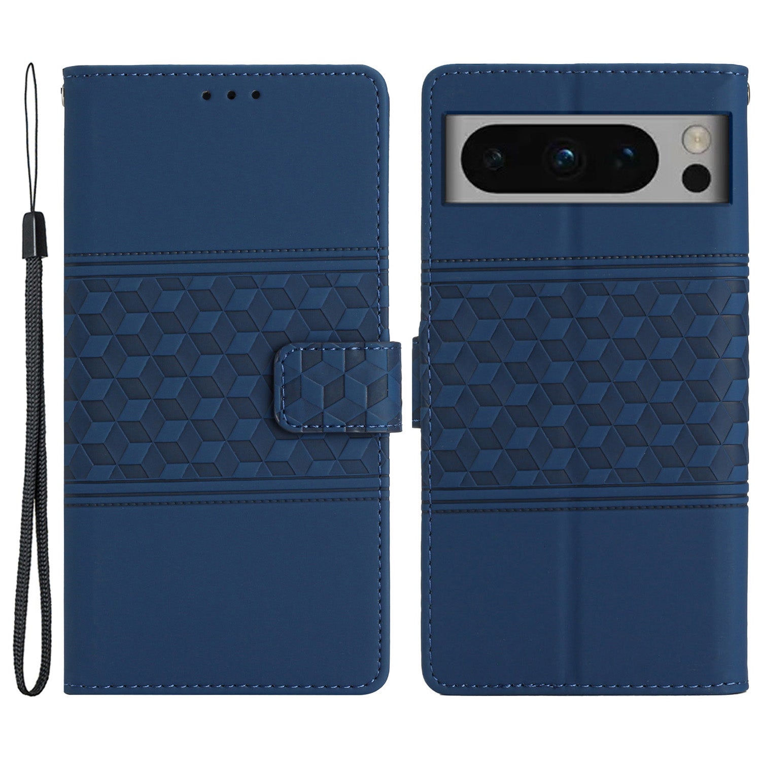 Phone Leather Case for Google Pixel 8 Pro , Stand Wallet Imprinted Rhombus Phone Cover