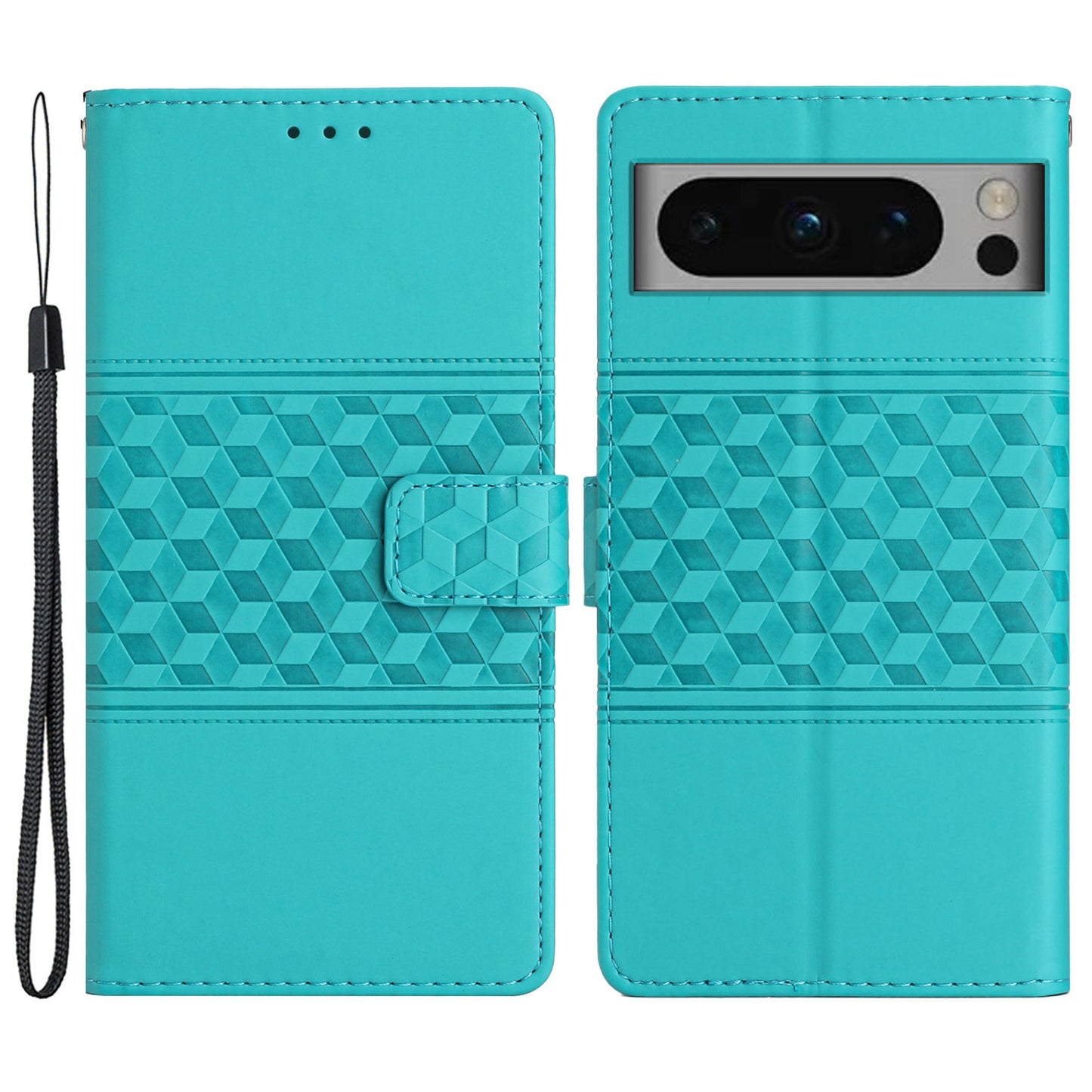 Phone Leather Case for Google Pixel 8 Pro , Stand Wallet Imprinted Rhombus Phone Cover