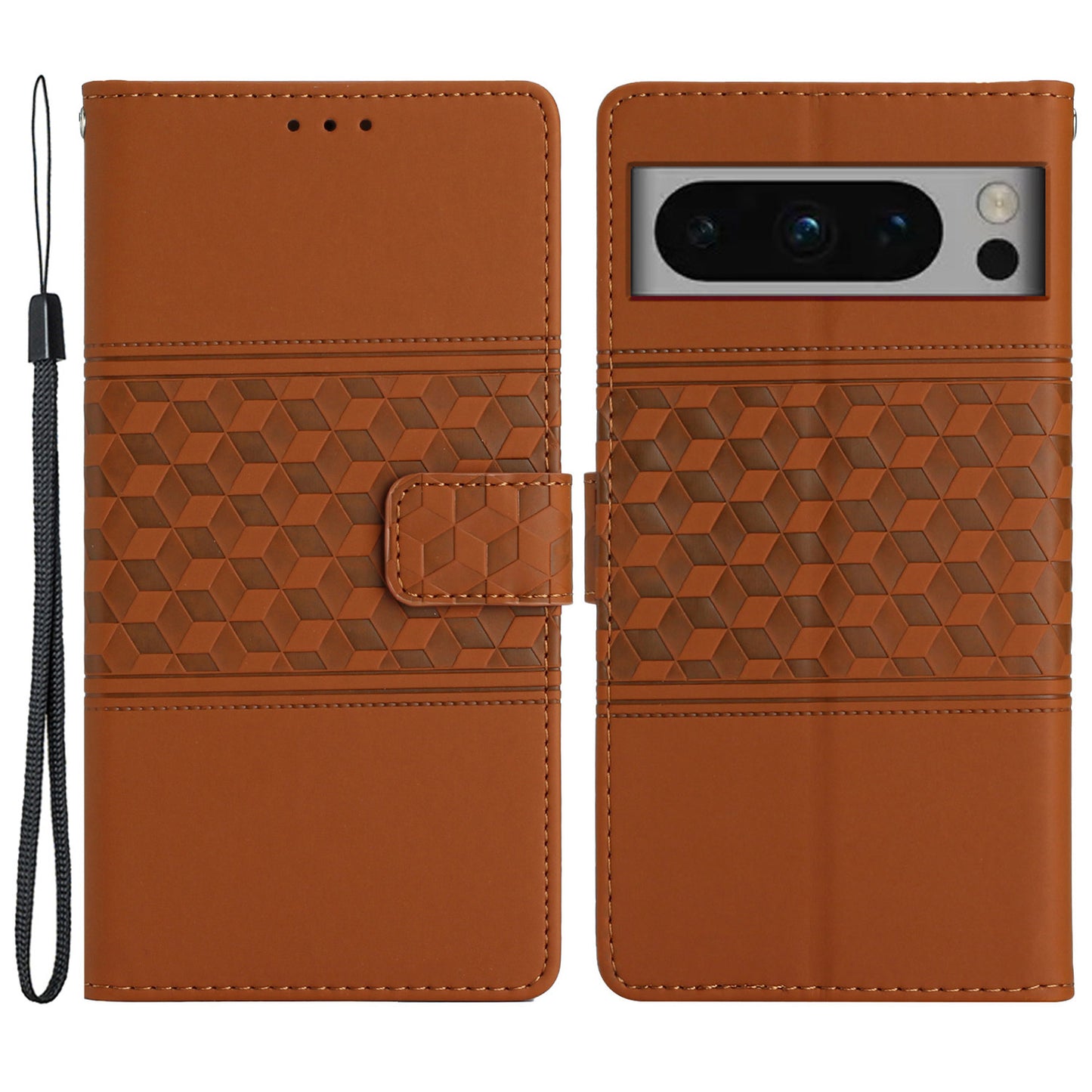Phone Leather Case for Google Pixel 8 Pro , Stand Wallet Imprinted Rhombus Phone Cover