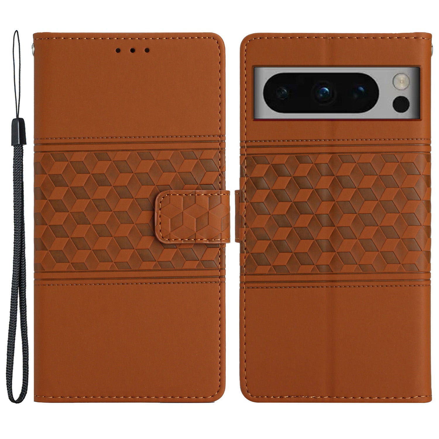 Phone Leather Case for Google Pixel 8 Pro , Stand Wallet Imprinted Rhombus Phone Cover