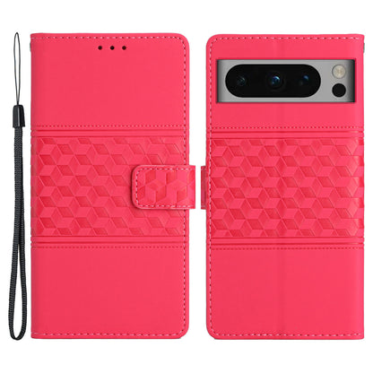 Phone Leather Case for Google Pixel 8 Pro , Stand Wallet Imprinted Rhombus Phone Cover