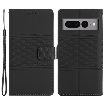 Stand Wallet Phone Case for Google Pixel 7 Pro 5G , PU Leather Imprinted Rhombus Protective Cover