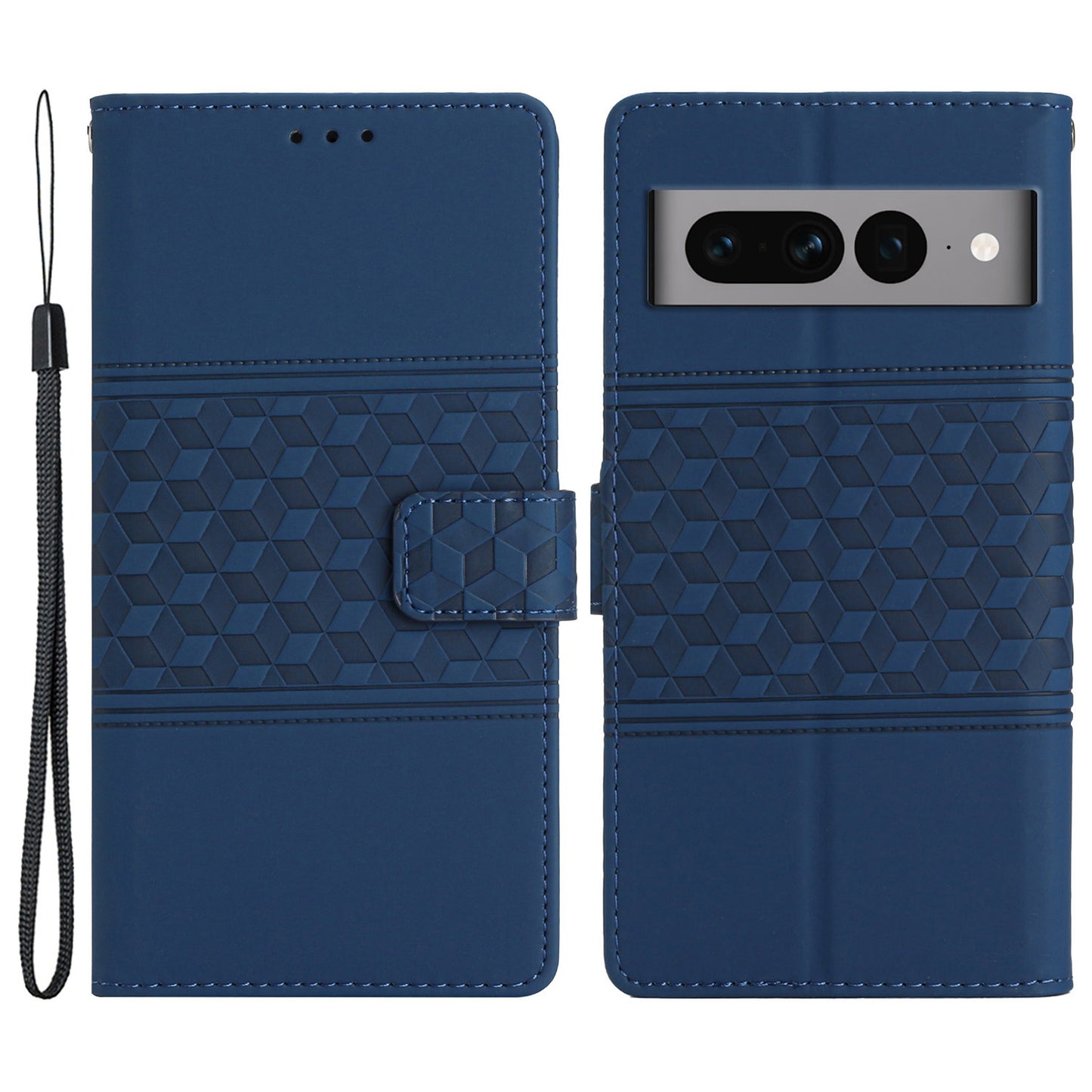 Stand Wallet Phone Case for Google Pixel 7 Pro 5G , PU Leather Imprinted Rhombus Protective Cover