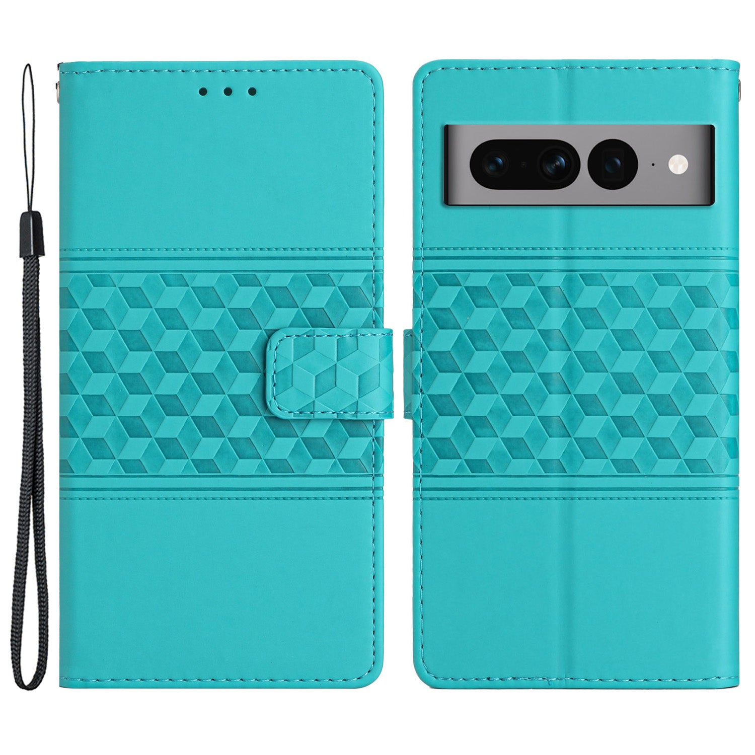 Stand Wallet Phone Case for Google Pixel 7 Pro 5G , PU Leather Imprinted Rhombus Protective Cover