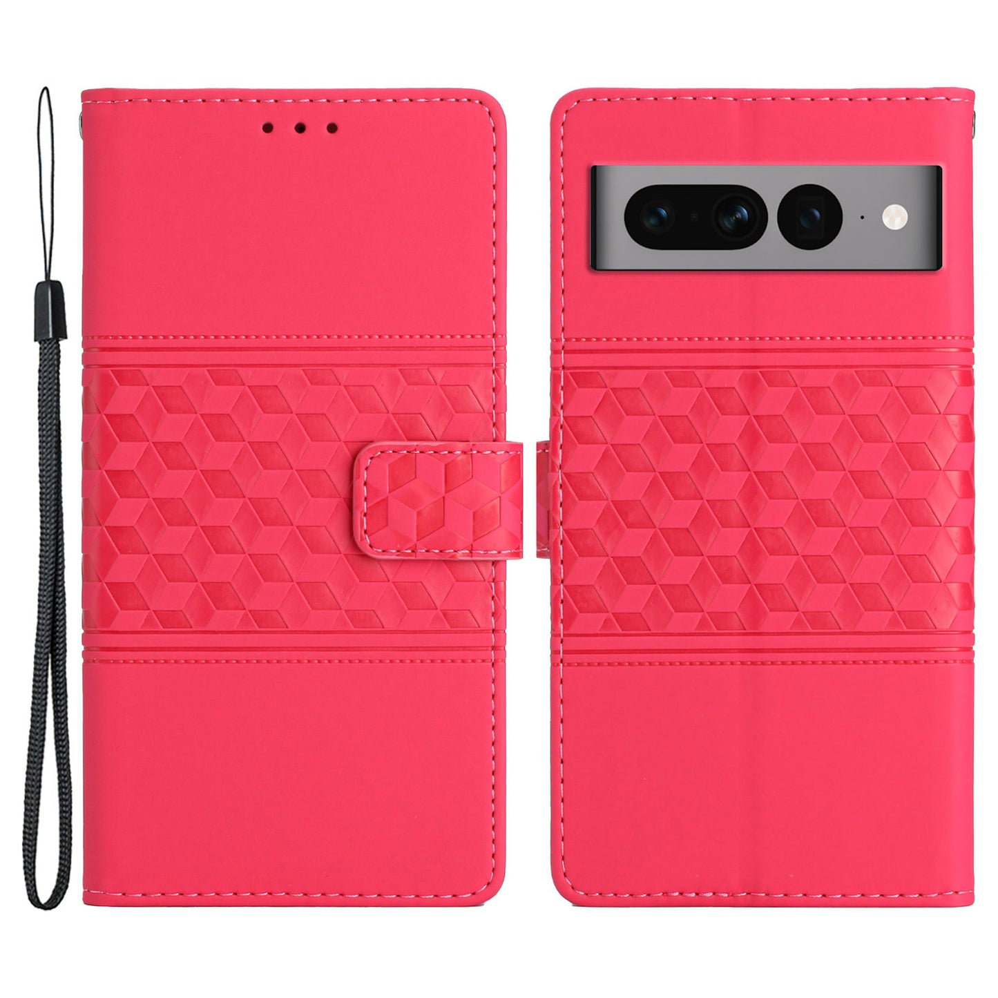 Stand Wallet Phone Case for Google Pixel 7 Pro 5G , PU Leather Imprinted Rhombus Protective Cover