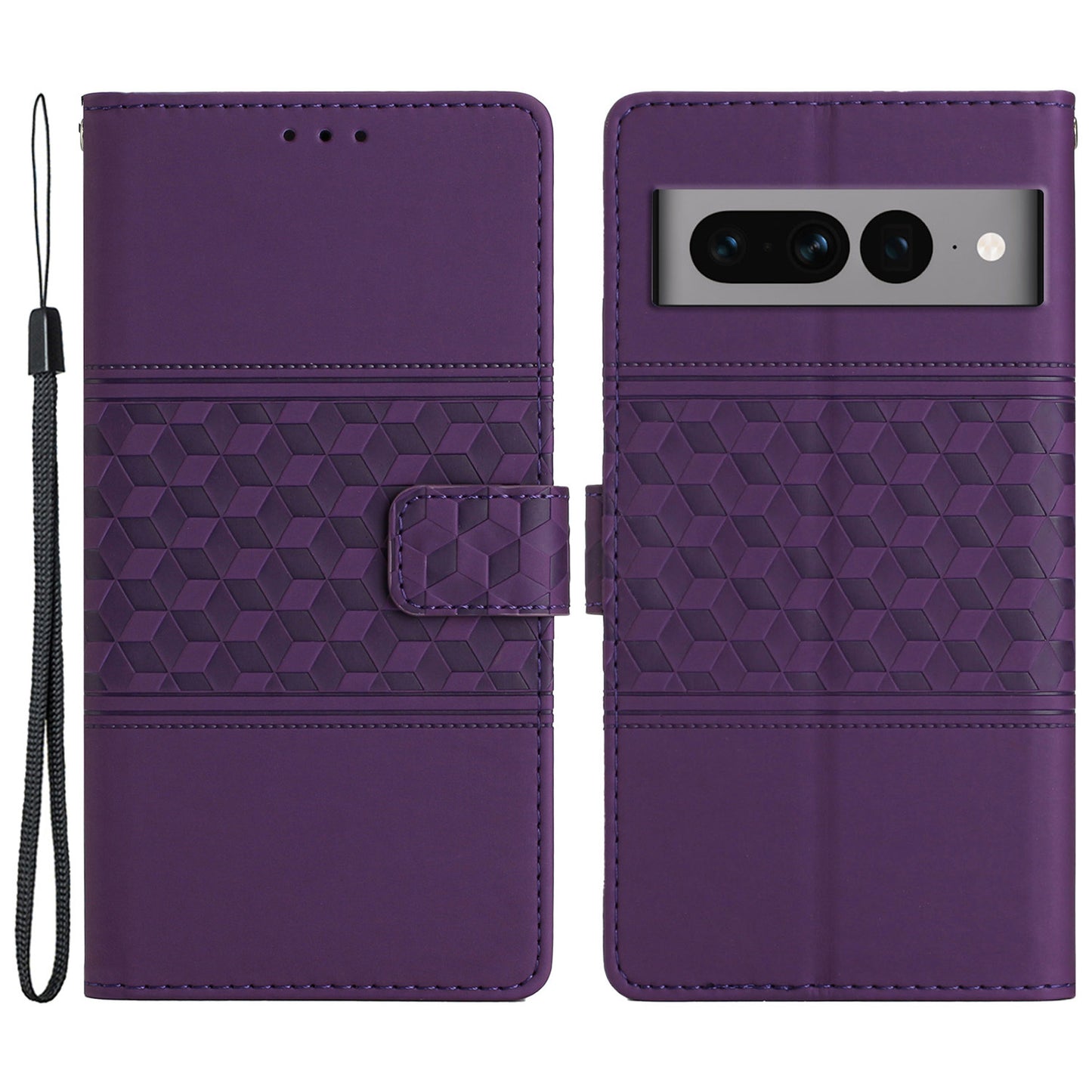 Stand Wallet Phone Case for Google Pixel 7 Pro 5G , PU Leather Imprinted Rhombus Protective Cover