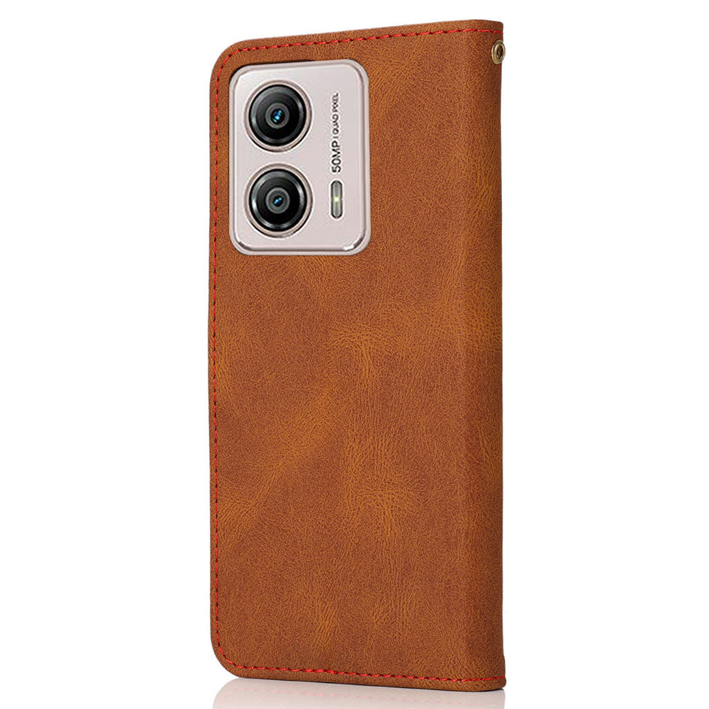 For Motorola Moto G13 4G Anti-drop Stand Case Splicing PU Leather Wallet Phone Flip Cover