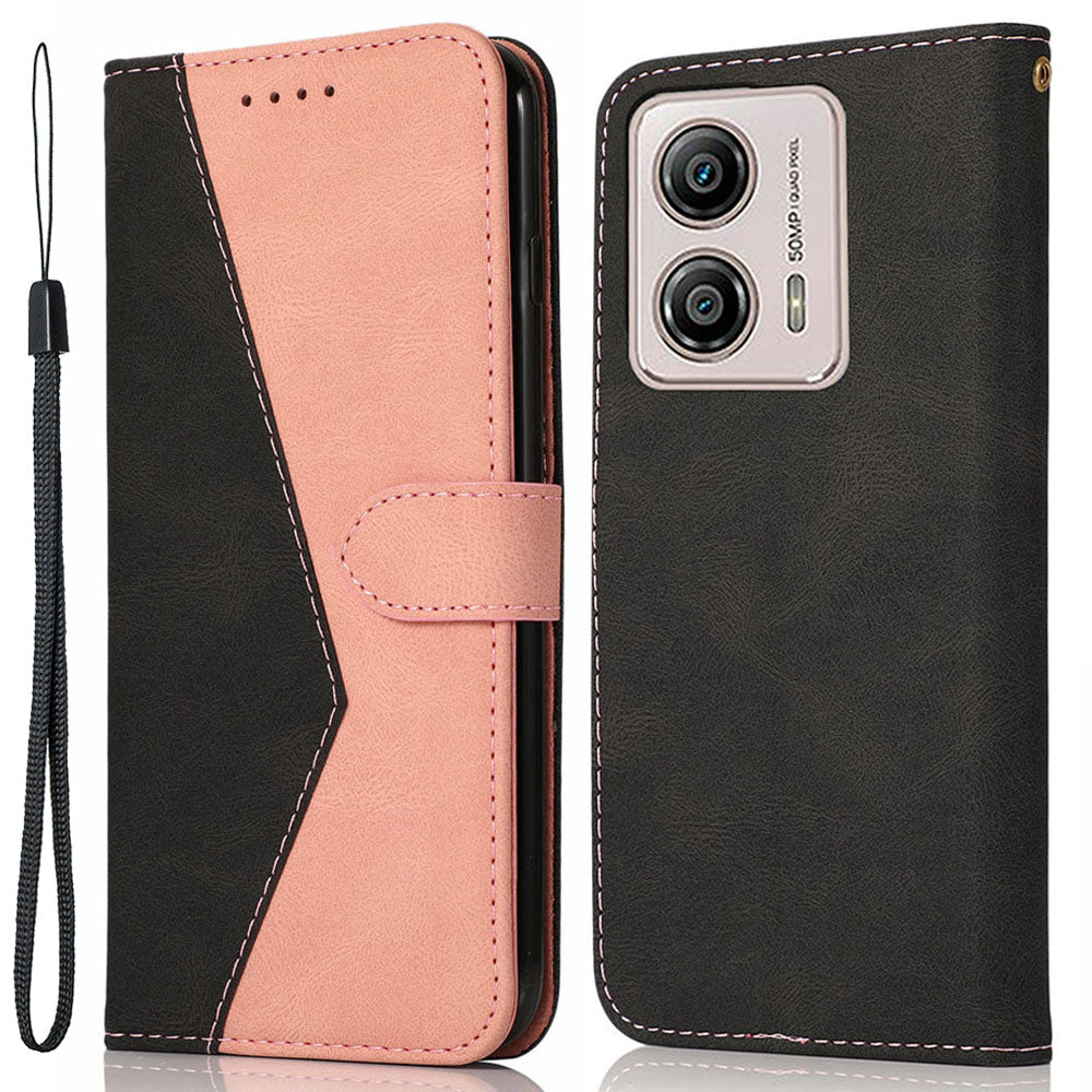 For Motorola Moto G13 4G Anti-drop Stand Case Splicing PU Leather Wallet Phone Flip Cover