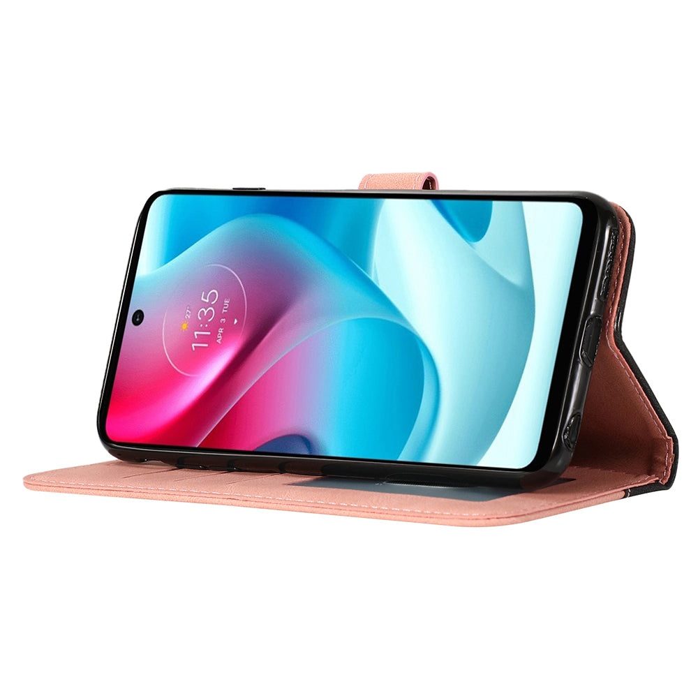 For Motorola Moto G13 4G Anti-drop Stand Case Splicing PU Leather Wallet Phone Flip Cover