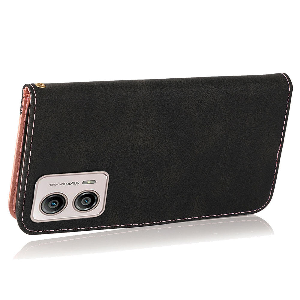 For Motorola Moto G13 4G Anti-drop Stand Case Splicing PU Leather Wallet Phone Flip Cover