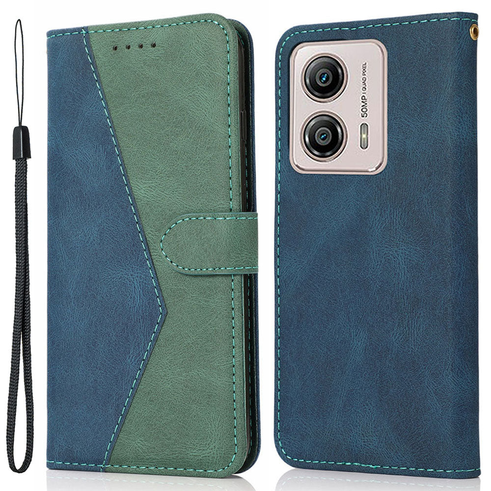 For Motorola Moto G13 4G Anti-drop Stand Case Splicing PU Leather Wallet Phone Flip Cover