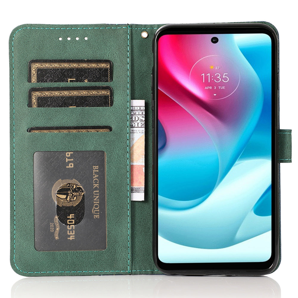 For Motorola Moto G13 4G Anti-drop Stand Case Splicing PU Leather Wallet Phone Flip Cover