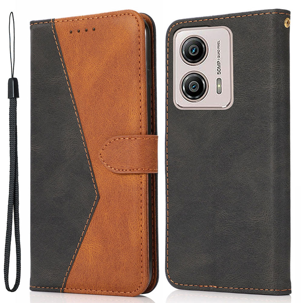 For Motorola Moto G13 4G Anti-drop Stand Case Splicing PU Leather Wallet Phone Flip Cover