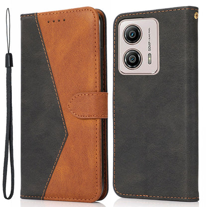 For Motorola Moto G13 4G Anti-drop Stand Case Splicing PU Leather Wallet Phone Flip Cover
