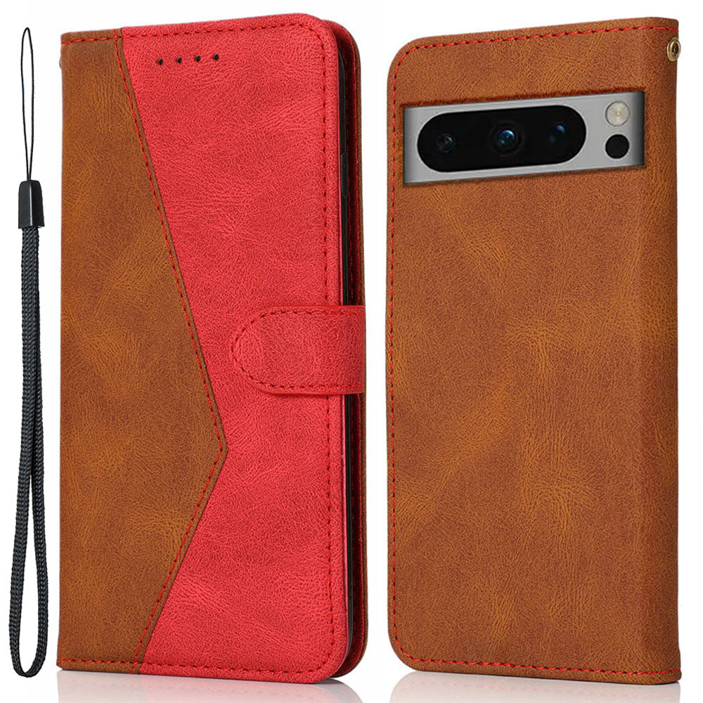 For Google Pixel 8 Pro Splicing PU Leather Wallet Case Flip Stand Phone Cover