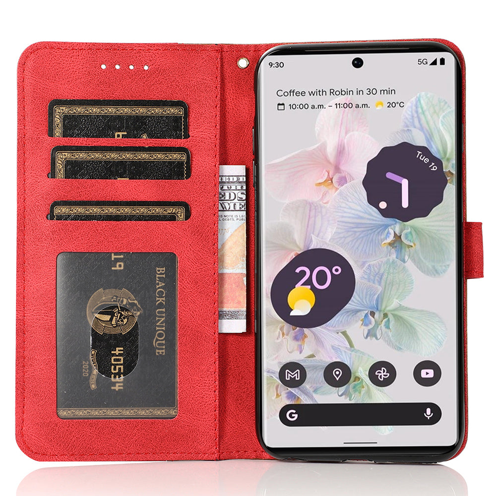 For Google Pixel 8 Pro Splicing PU Leather Wallet Case Flip Stand Phone Cover