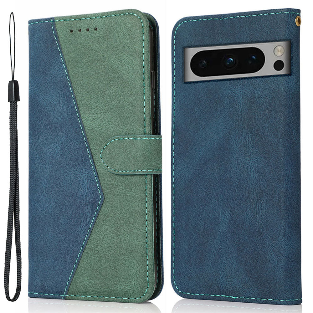 For Google Pixel 8 Pro Splicing PU Leather Wallet Case Flip Stand Phone Cover
