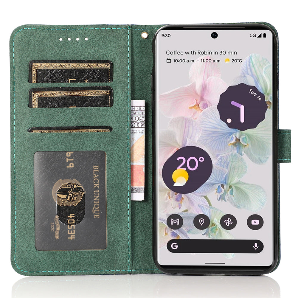 For Google Pixel 8 Pro Splicing PU Leather Wallet Case Flip Stand Phone Cover