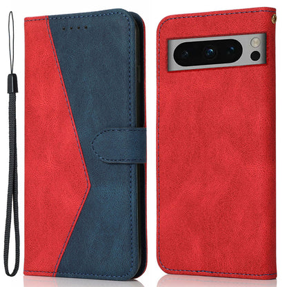 For Google Pixel 8 Pro Splicing PU Leather Wallet Case Flip Stand Phone Cover