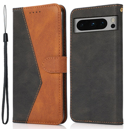 For Google Pixel 8 Pro Splicing PU Leather Wallet Case Flip Stand Phone Cover