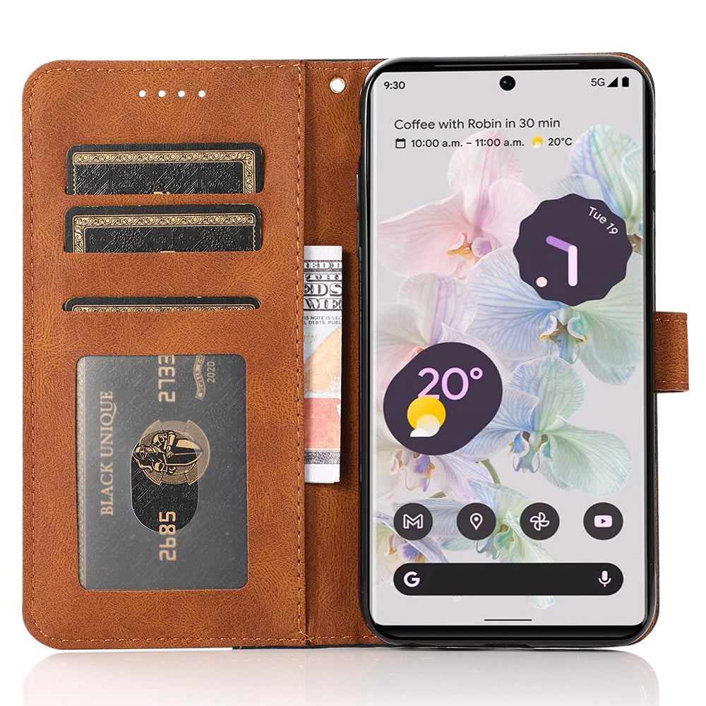 For Google Pixel 8 Pro Splicing PU Leather Wallet Case Flip Stand Phone Cover