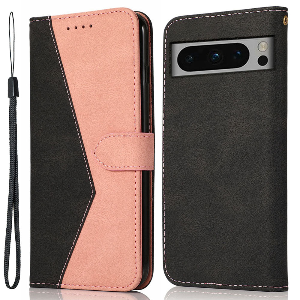 For Google Pixel 8 Pro Splicing PU Leather Wallet Case Flip Stand Phone Cover