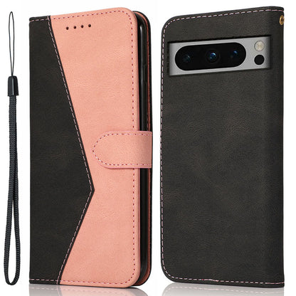 For Google Pixel 8 Pro Splicing PU Leather Wallet Case Flip Stand Phone Cover
