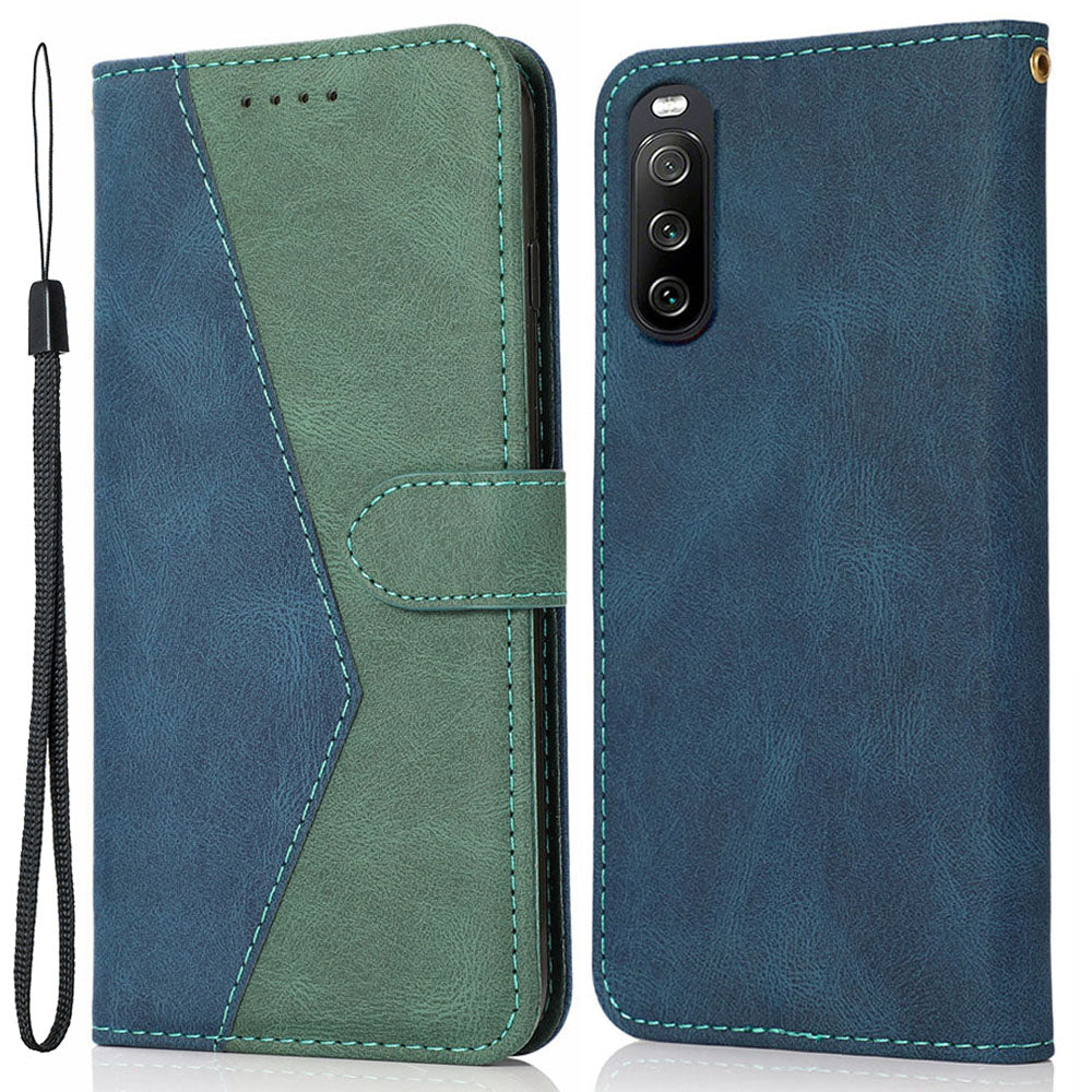 For Sony Xperia 10 V PU Leather Phone Case Stand Color Splicing Wallet Flip Cover