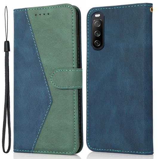 For Sony Xperia 10 V PU Leather Phone Case Stand Color Splicing Wallet Flip Cover