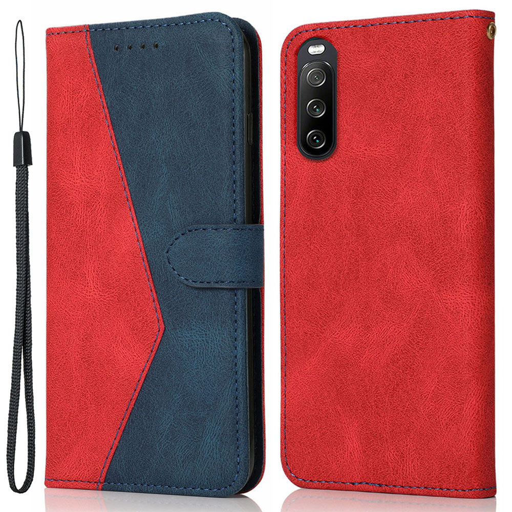 For Sony Xperia 10 V PU Leather Phone Case Stand Color Splicing Wallet Flip Cover