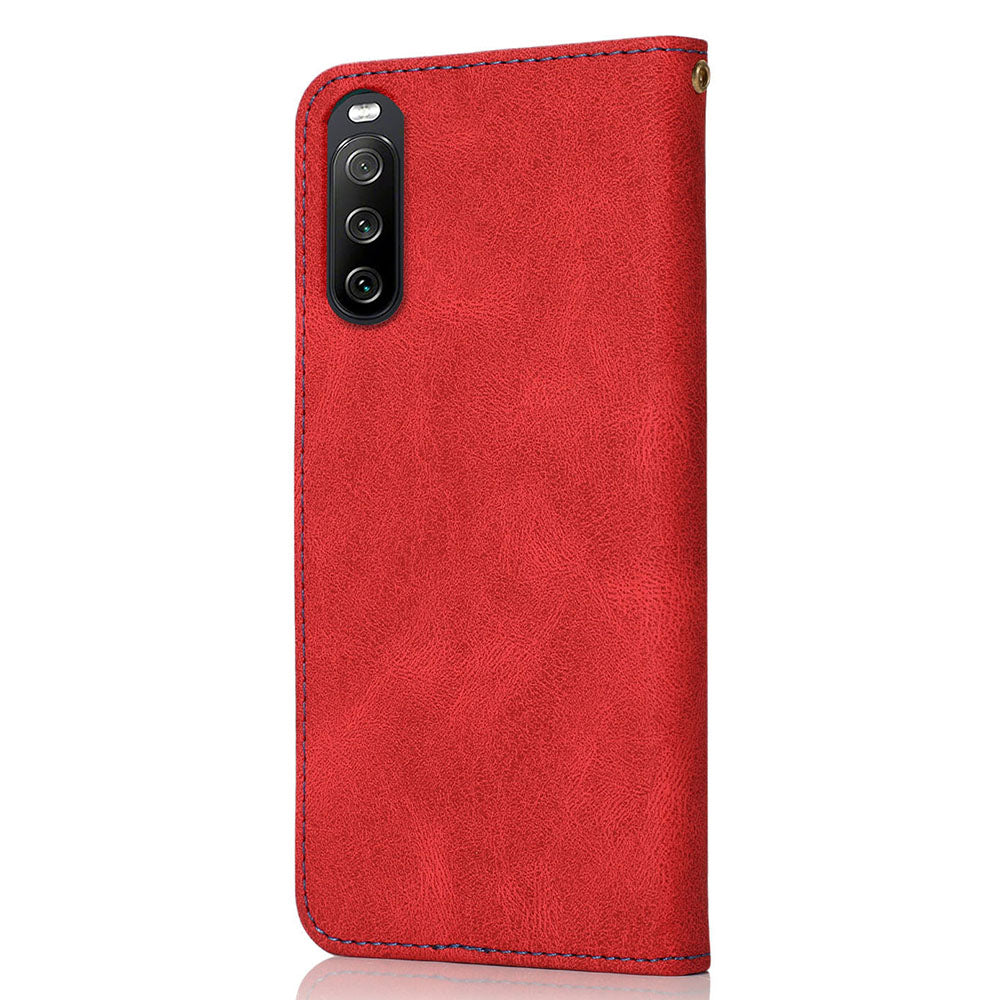 For Sony Xperia 10 V PU Leather Phone Case Stand Color Splicing Wallet Flip Cover