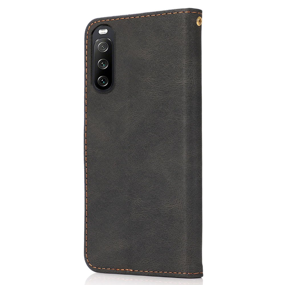 For Sony Xperia 10 V PU Leather Phone Case Stand Color Splicing Wallet Flip Cover