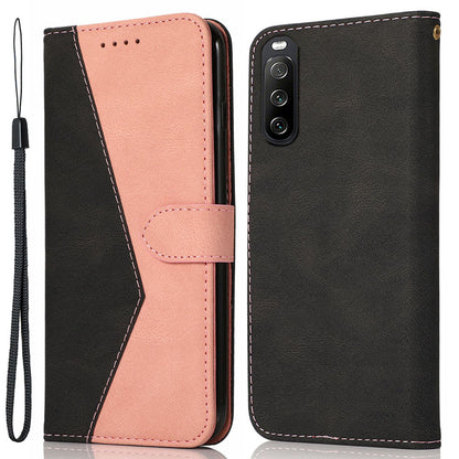 For Sony Xperia 10 V PU Leather Phone Case Stand Color Splicing Wallet Flip Cover