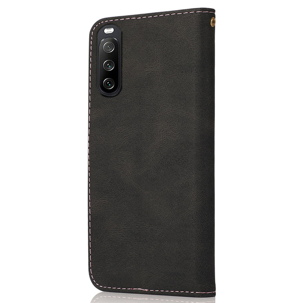 For Sony Xperia 10 V PU Leather Phone Case Stand Color Splicing Wallet Flip Cover