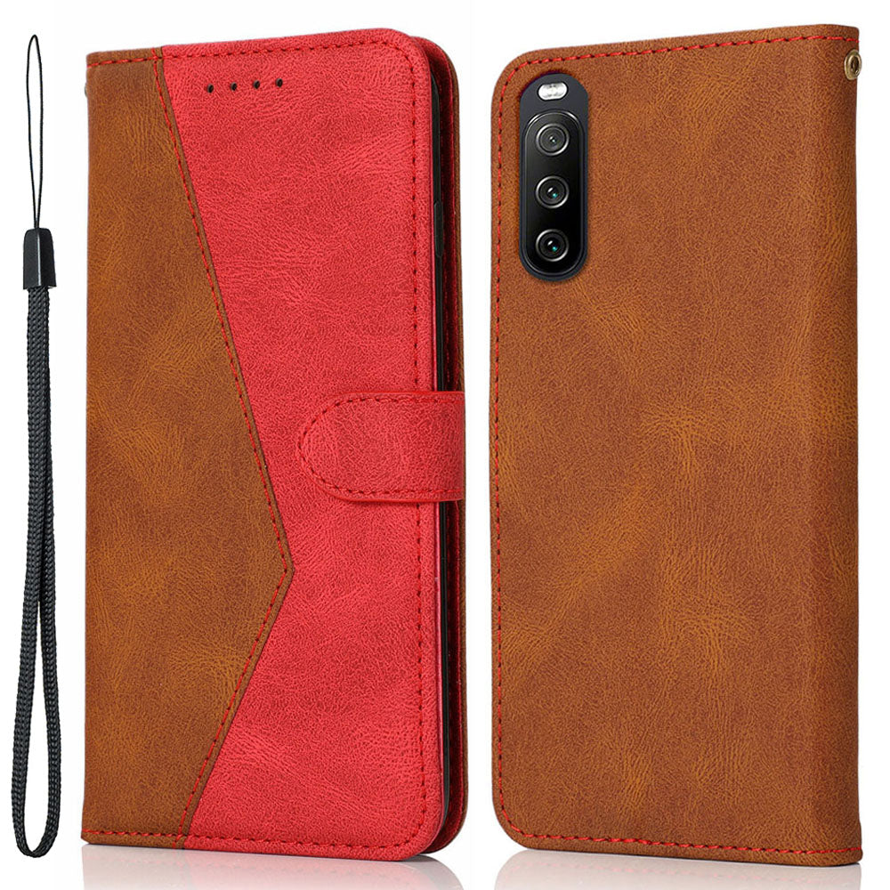 For Sony Xperia 10 V PU Leather Phone Case Stand Color Splicing Wallet Flip Cover