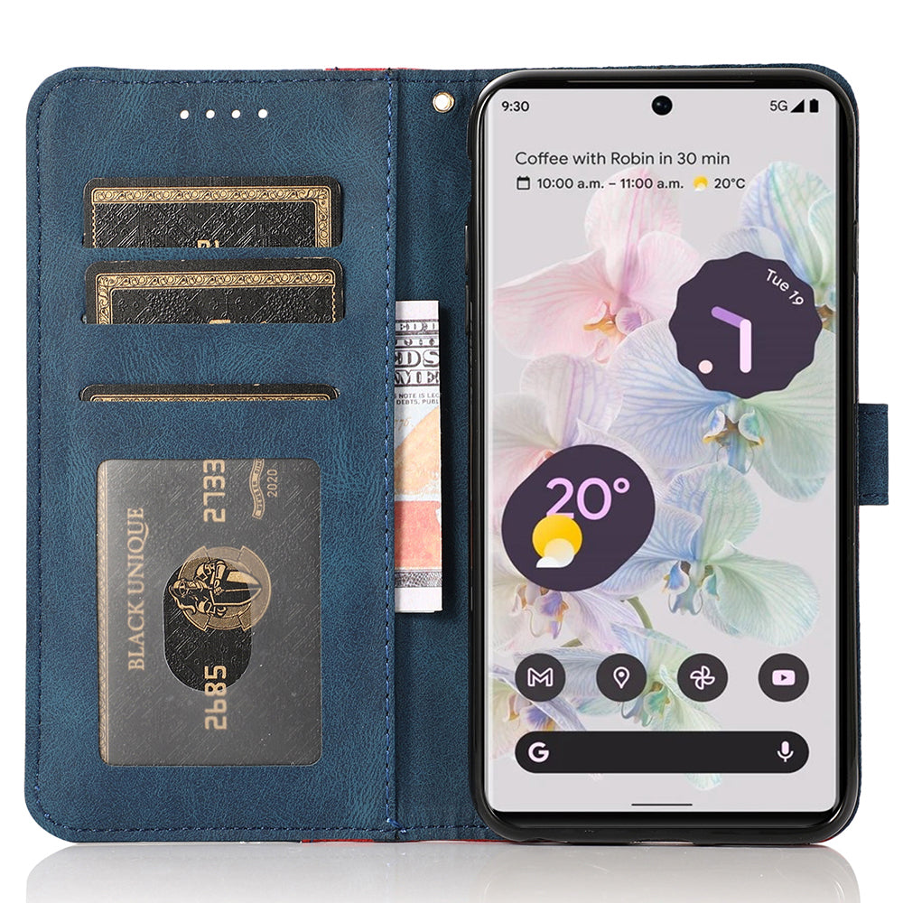 For Google Pixel 7 Pro 5G Splicing PU Leather Wallet Case Stand Magnetic Flip Cover