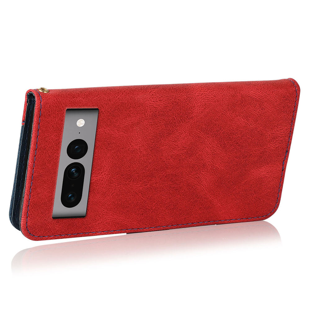For Google Pixel 7 Pro 5G Splicing PU Leather Wallet Case Stand Magnetic Flip Cover