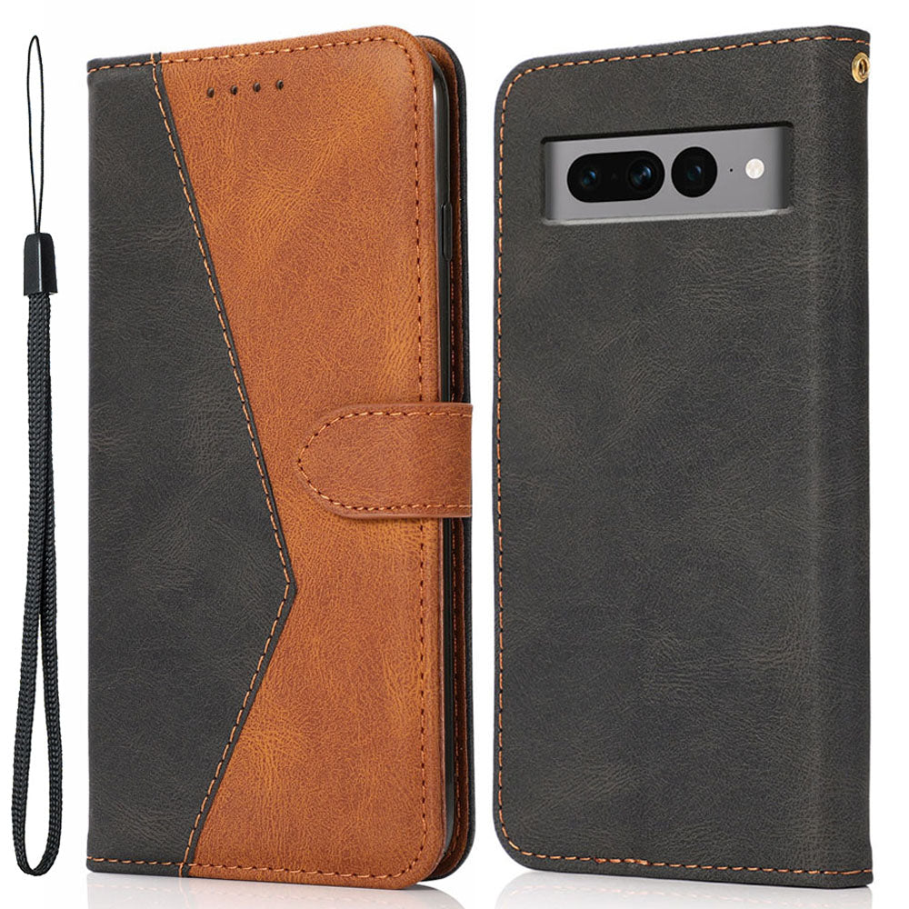 For Google Pixel 7 Pro 5G Splicing PU Leather Wallet Case Stand Magnetic Flip Cover