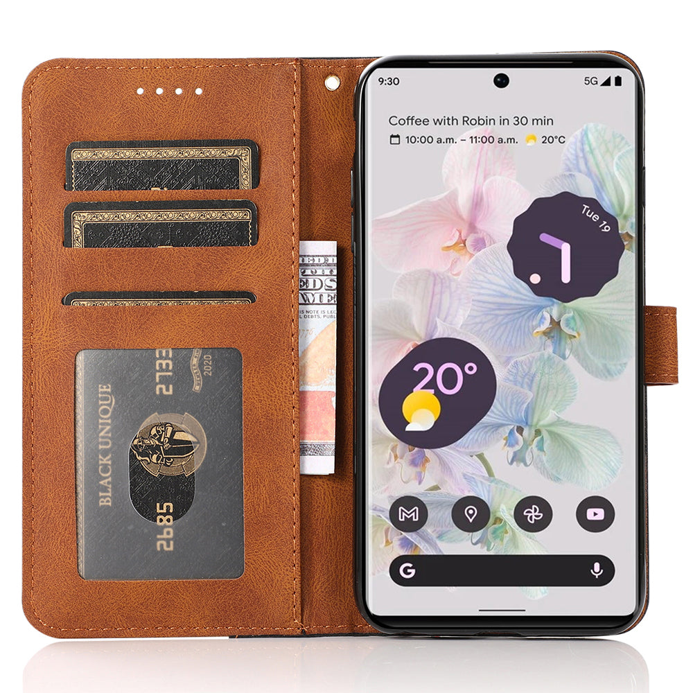 For Google Pixel 7 Pro 5G Splicing PU Leather Wallet Case Stand Magnetic Flip Cover