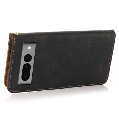For Google Pixel 7 Pro 5G Splicing PU Leather Wallet Case Stand Magnetic Flip Cover